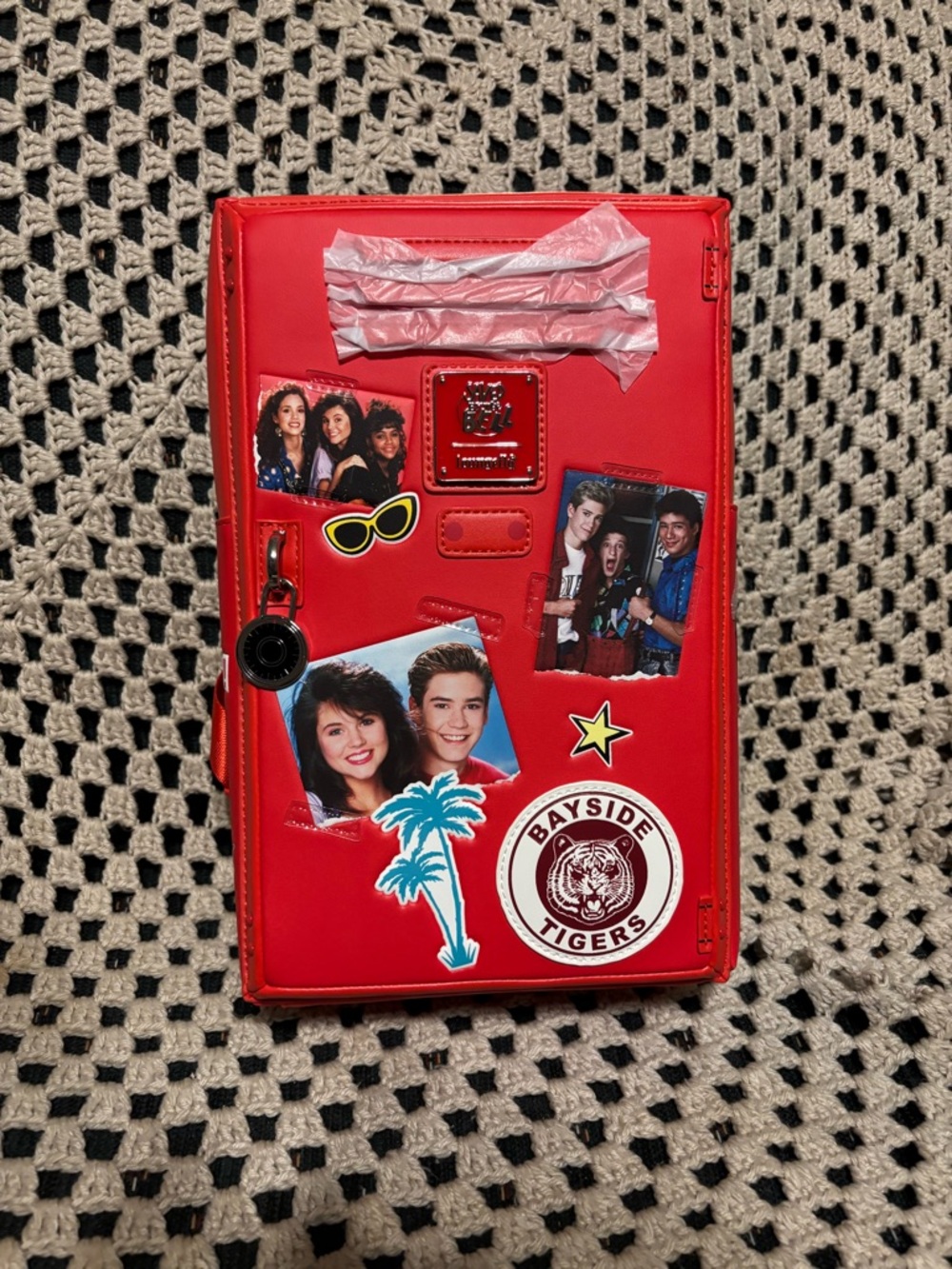 Loungefly Red Bayside Tigers Sticker Patch Mini Backpack